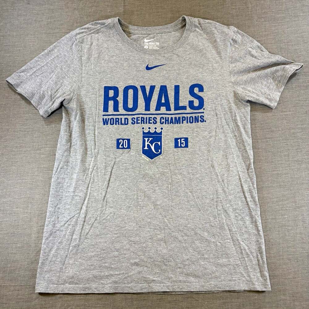 Nike Kansas City Royals 2015 World Series Champions T Shirt Gray Size S